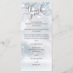Mariage d'hiver Coeur Script Merci Carte Place