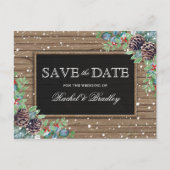 Mariage d'hiver de Noël rustique, carte de sauvega (Devant)