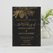 mariage d'hiver élégant faux or Invitation (Debout devant)