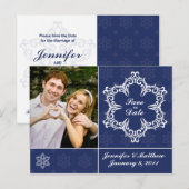 Mariage d'hiver Enregistrer la date Photo Carte po (Devant / Derrière)