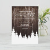 Mariage d'hiver Faire-part de mariage en bois rust (Debout devant)