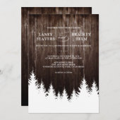Mariage d'hiver Faire-part de mariage en bois rust (Devant / Derrière)
