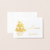 Mariage d'hiver Fête de Noël Arbre Carte Place (Derrière avec enveloppe)