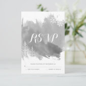 Mariage d'hiver gris aquarelle moderne réponse RSV (Debout devant)