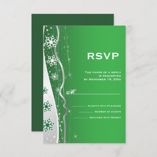 Mariage d'hiver gris vert, argenté RSVP (Devant / Derrière)