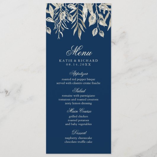 Mariage d'hiver Jauge et menu bleu marine (Devant)