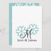 Mariage d'hiver Monogramme Mariage Invitations (Devant / Derrière)