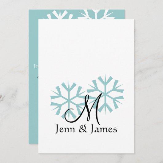 Mariage d'hiver Monogramme Mariage Invitations (Devant / Derrière)
