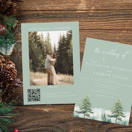 Mariage d'Hiver | Montagnes Rustiques | Invitation