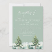Mariage d'Hiver | Montagnes Rustiques | Invitation (Devant)
