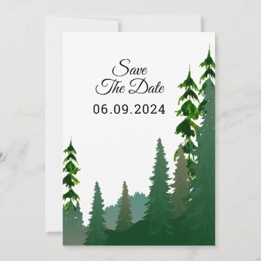 Mariage d'hiver Mountain Trees Carte d'invitation (Dos)