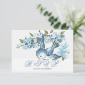 Mariage d'hiver Oiseaux bleus vintage RSVP (Debout devant)