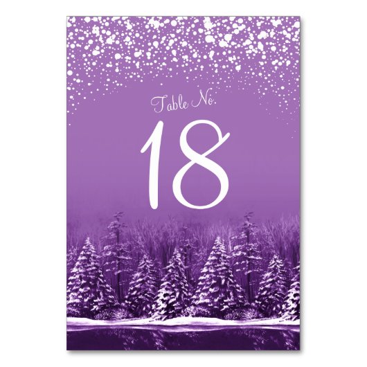 Mariage d'hiver pins violets numéros de table (Dos)
