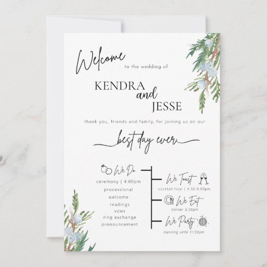 Mariage d'hiver Programme de cérémonie des baies c (Devant)