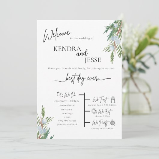 Mariage d'hiver Programme de cérémonie des baies c (Debout devant)