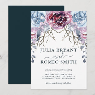 Mariage d'hiver romantique Invitation de neige flo