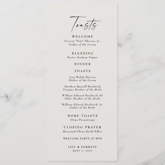 Mariage d'hiver Rose blanche Neutre plat menu (Dos)