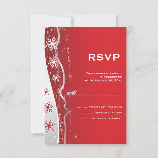 Mariage d'hiver rouge, gris argenté RSVP (Devant)