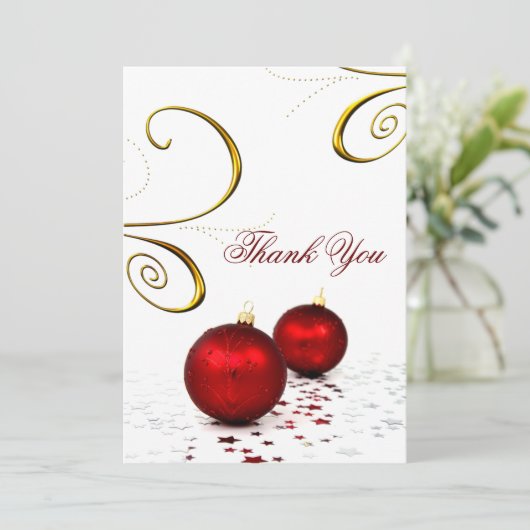 mariage d'hiver rouge Merci cartes (Debout devant)