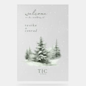 Mariage d'hiver rustique Bienvenue Forêt verte ID1 (Recto)