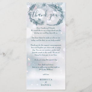 Mariage d'hiver Rustique Merci Floral Carte Place