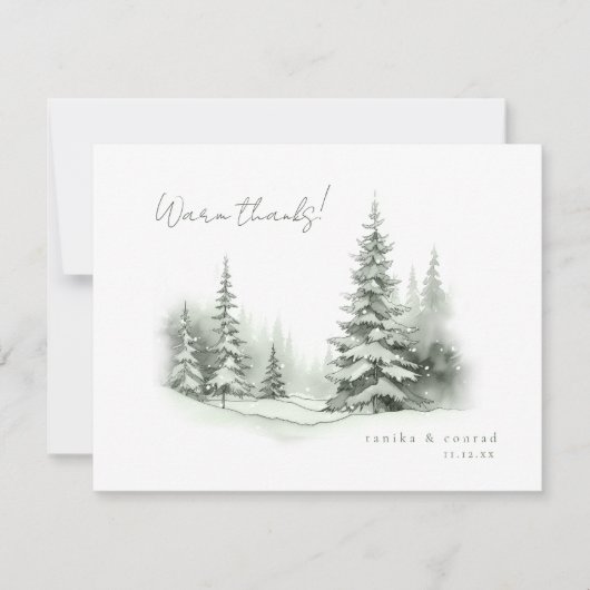 Mariage d'hiver rustique Merci Forest Green ID1049 (Devant)