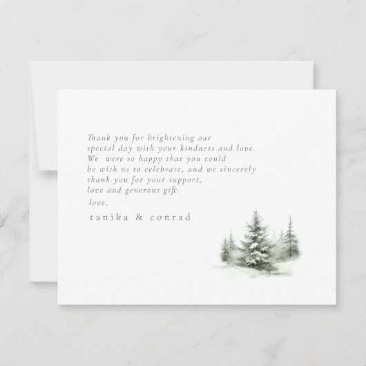 Mariage d'hiver rustique Merci Forest Green ID1049 (Dos)