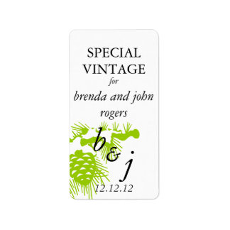 Mariage d'hiver Vin bouteille Étiquette vert
