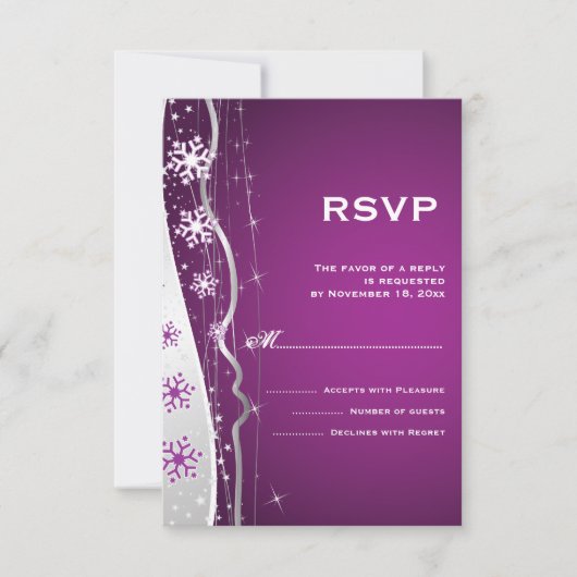 Mariage d'hiver violet gris argenté RSVP (Devant)