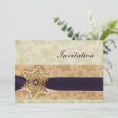 mariage d'hiver violet rustique Cartes d'invitatio (Debout devant)