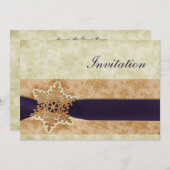 mariage d'hiver violet rustique Cartes d'invitatio (Devant / Derrière)