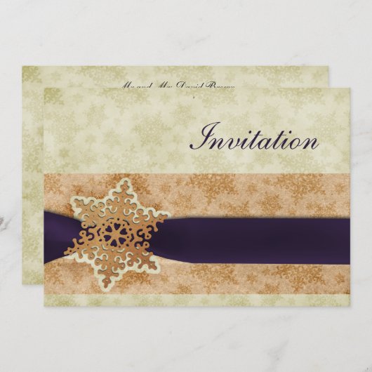 mariage d'hiver violet rustique Cartes d'invitatio (Devant / Derrière)