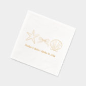 Mariage d'huile d'or Seashell Beach Wedding Napkin (Gauche)