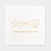 Mariage d'huile d'or Seashell Beach Wedding Napkin (Recto)