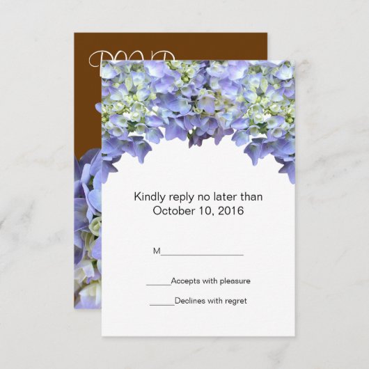 Mariage d'Hydrangea violet RSVP (Devant / Derrière)