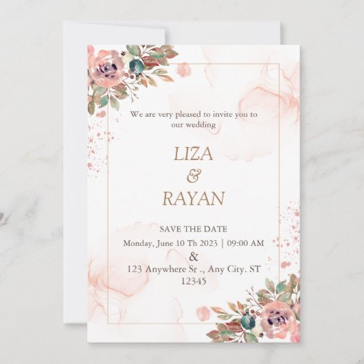 Mariage d'invitation, Invitation simple (Devant)