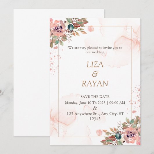 Mariage d'invitation, Invitation simple (Devant / Derrière)