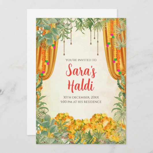 Mariage d'invitations Haldi numérique invitations  (Devant / Derrière)