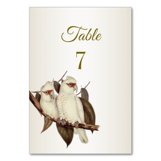 Mariage d'oiseaux blancs Numéro de table (Dos)