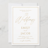 Mariage d'or blanc Typographie moderne Invitation (Devant)