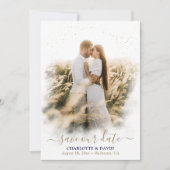 Mariage d'or bleu marine Enregistrer notre Carte p (Devant)