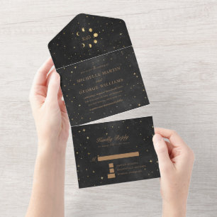 Mariage d'or céleste tout en une invitation