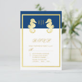 Mariage d'or de Preppy Beach Seahorse Navy RSVP (Debout devant)
