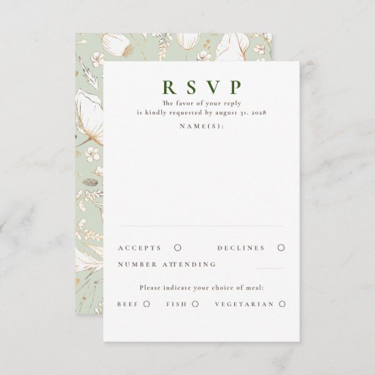Mariage d'or Fleur sauvage à la main RSVP (Devant / Derrière)
