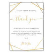 Mariage d'or géométrique merci Table Card (Par défaut)