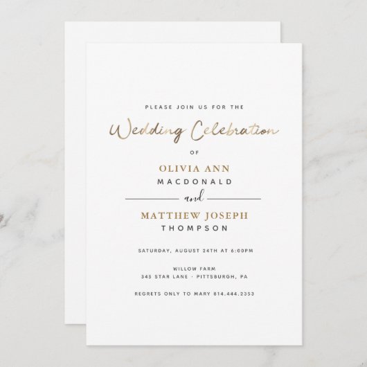 Mariage d'or Invitation à la réception (Devant / Derrière)