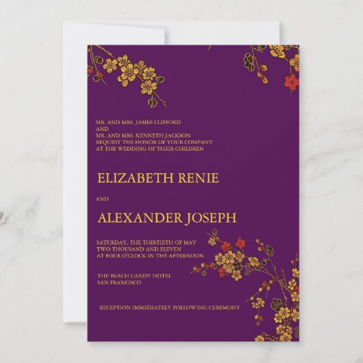 Mariage d'or - invitations de mariage (Devant)