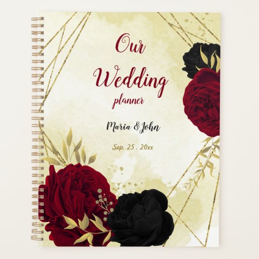 Mariage d'or noir et rouge fleurs (Devant)