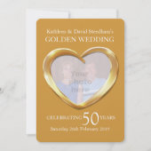 Mariage d'or photo de coeur 50 ans invitation de f (Devant)