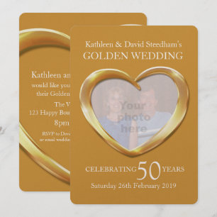 Mariage d'or photo de coeur 50 ans invitation de f